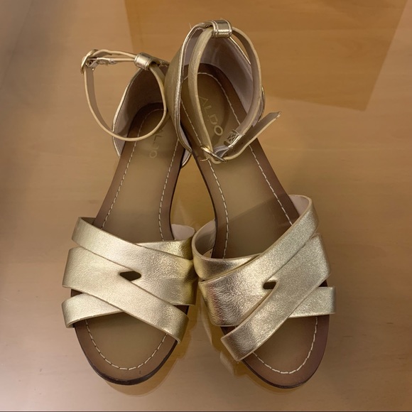 SOLD Aldo Gold Sandals - Picture 1 of 5